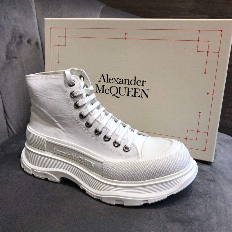 Alexander McQueen White Tread Slick Platform High Sneakers