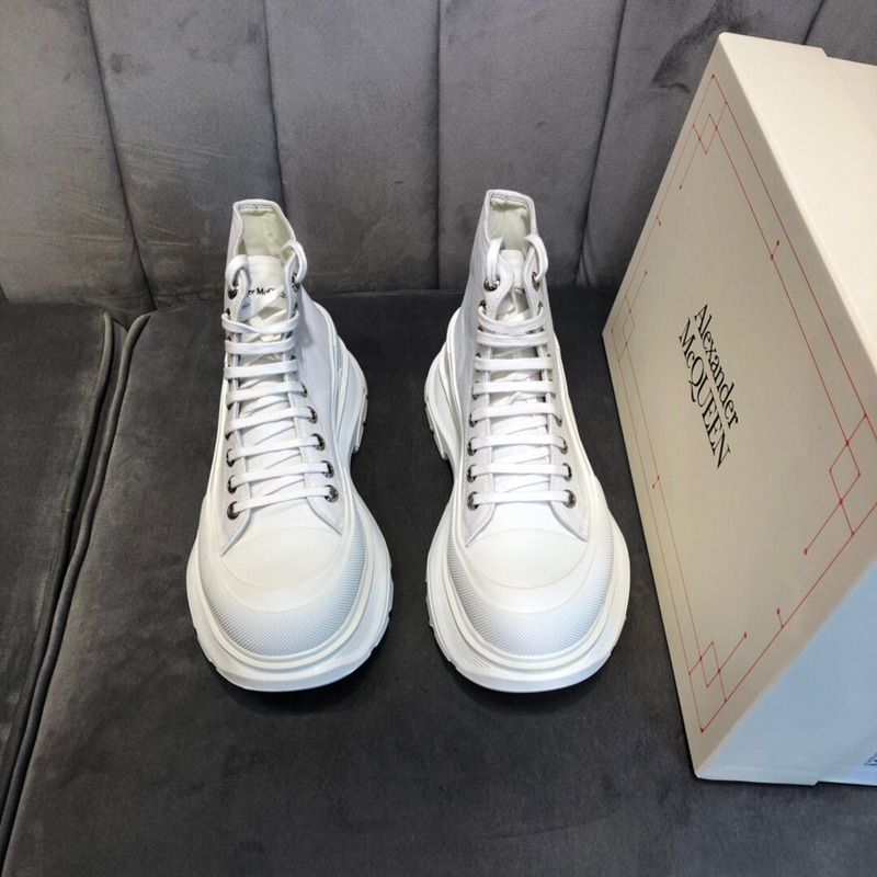 Alexander McQueen White Tread Slick Platform High Sneakers