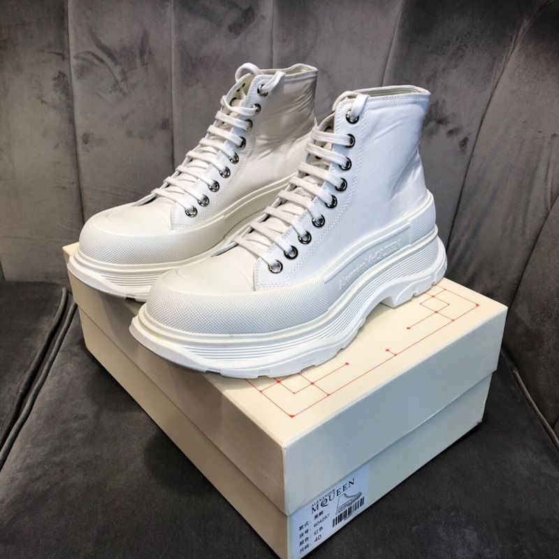 Alexander McQueen White Tread Slick Platform High Sneakers