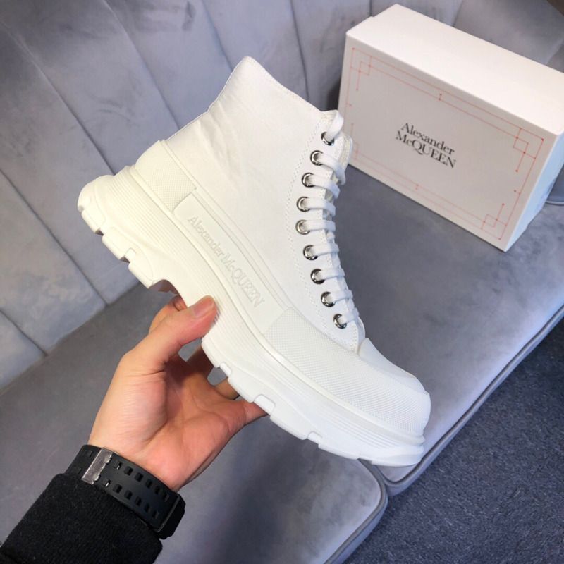 Alexander McQueen White Tread Slick Platform High Sneakers