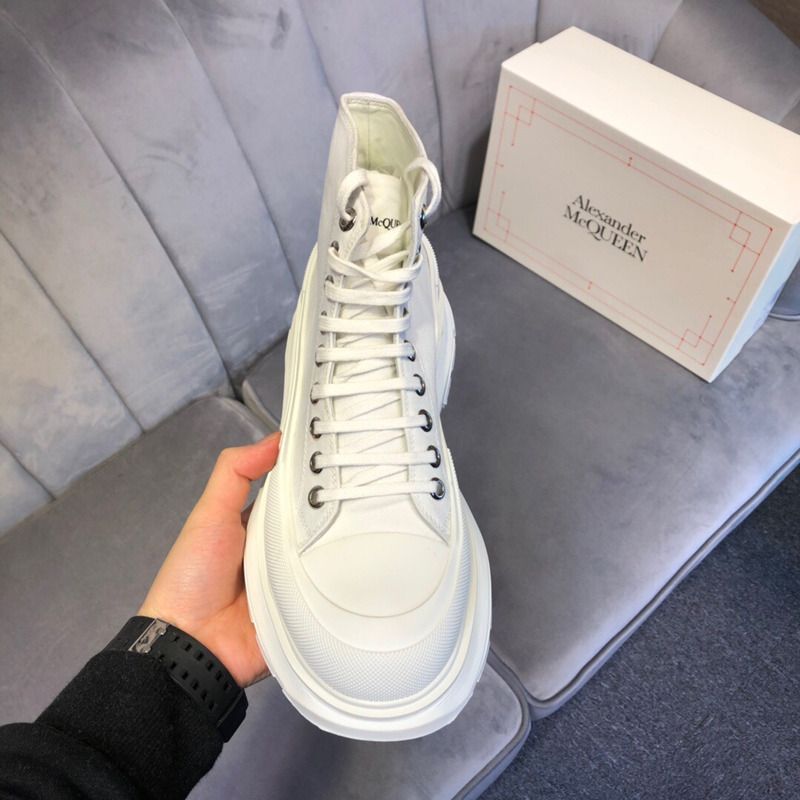 Alexander McQueen White Tread Slick Platform High Sneakers