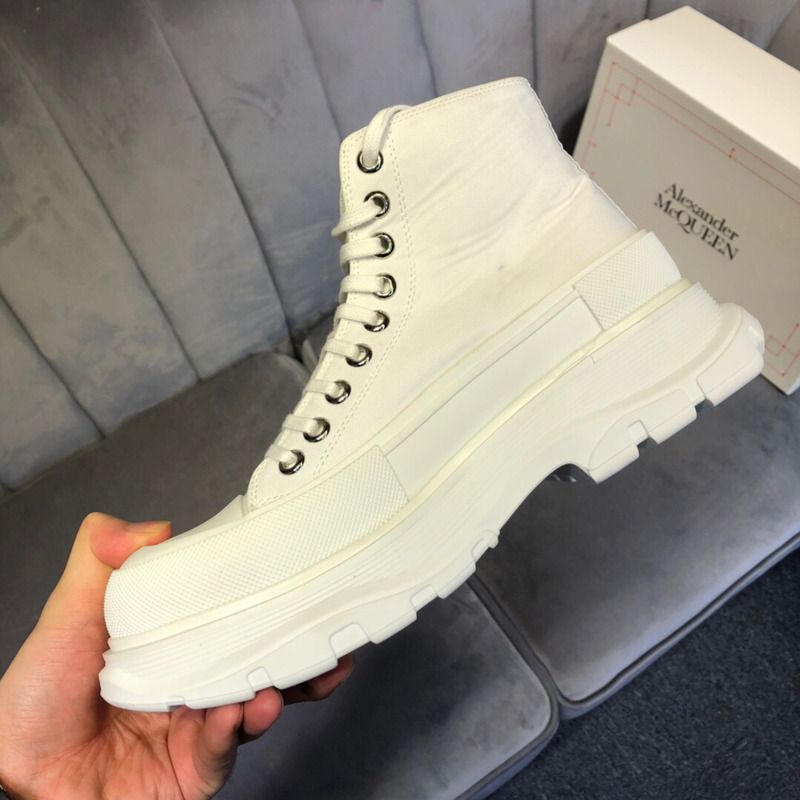 Alexander McQueen White Tread Slick Platform High Sneakers