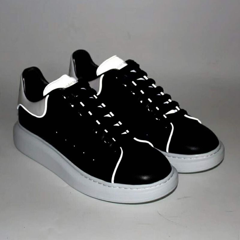 Alexander McQueen Calfskin Reflective Sneaker in Black