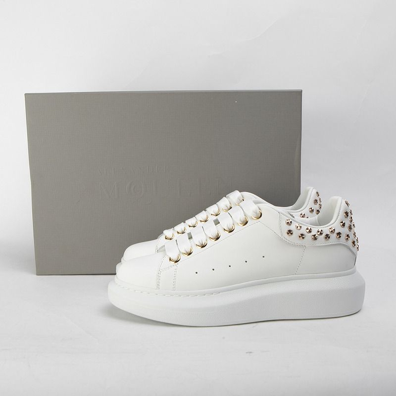 Alexander McQueen Embellished Gold Stud Heel Patch Sneaker