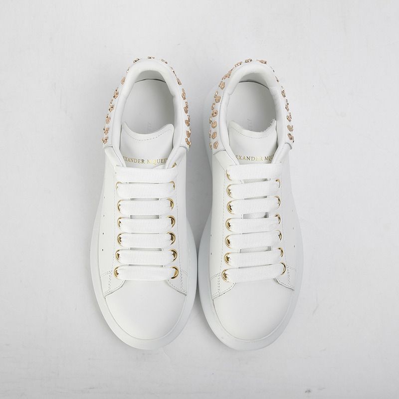 Alexander McQueen Embellished Gold Stud Heel Patch Sneaker