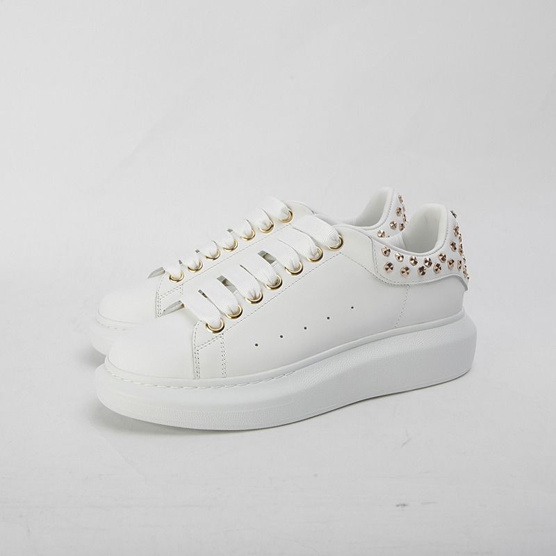 Alexander McQueen Embellished Gold Stud Heel Patch Sneaker