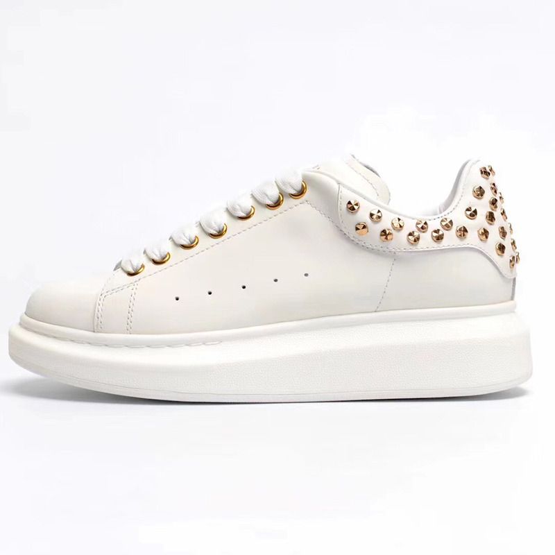 Alexander McQueen Embellished Gold Stud Heel Patch Sneaker