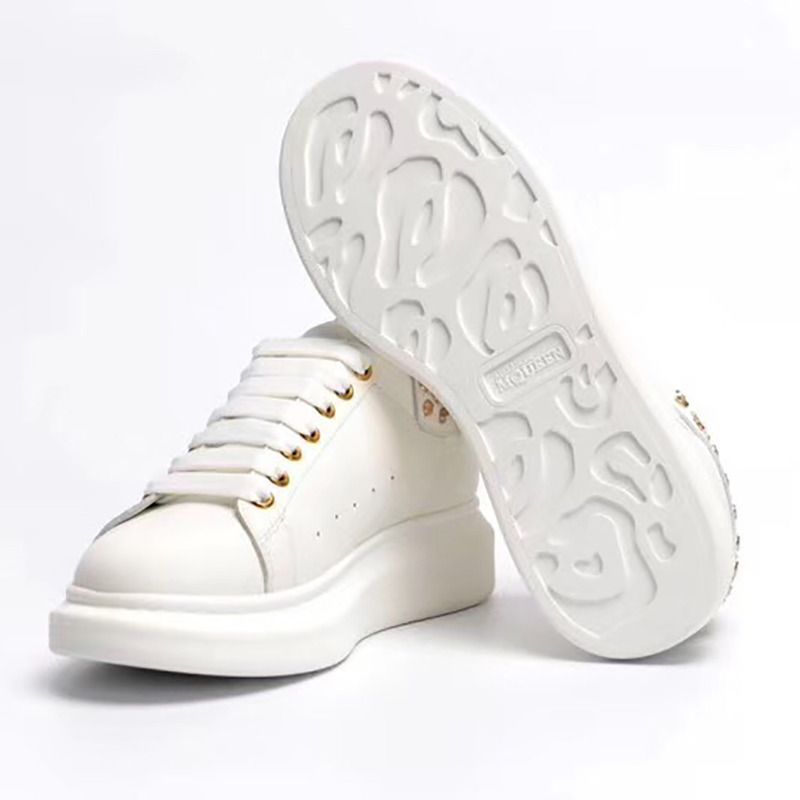 Alexander McQueen Embellished Gold Stud Heel Patch Sneaker