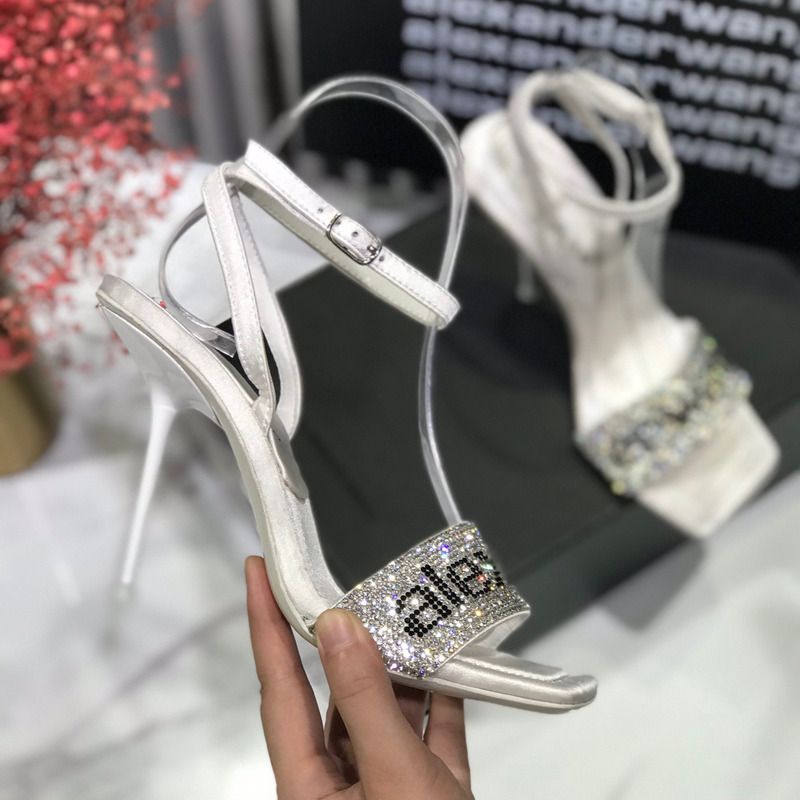 Alexander Wang Crystal Strap Logo Sandals