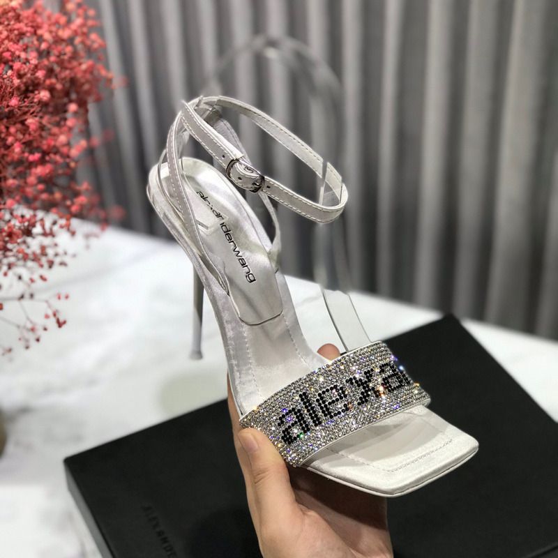 Alexander Wang Crystal Strap Logo Sandals