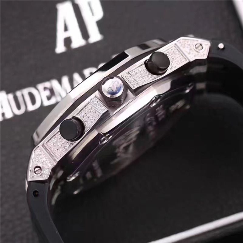 Amiri Audemars Piguet Royal Oak Offshore Jewelly Silver Strap Black Dial Watch for Men