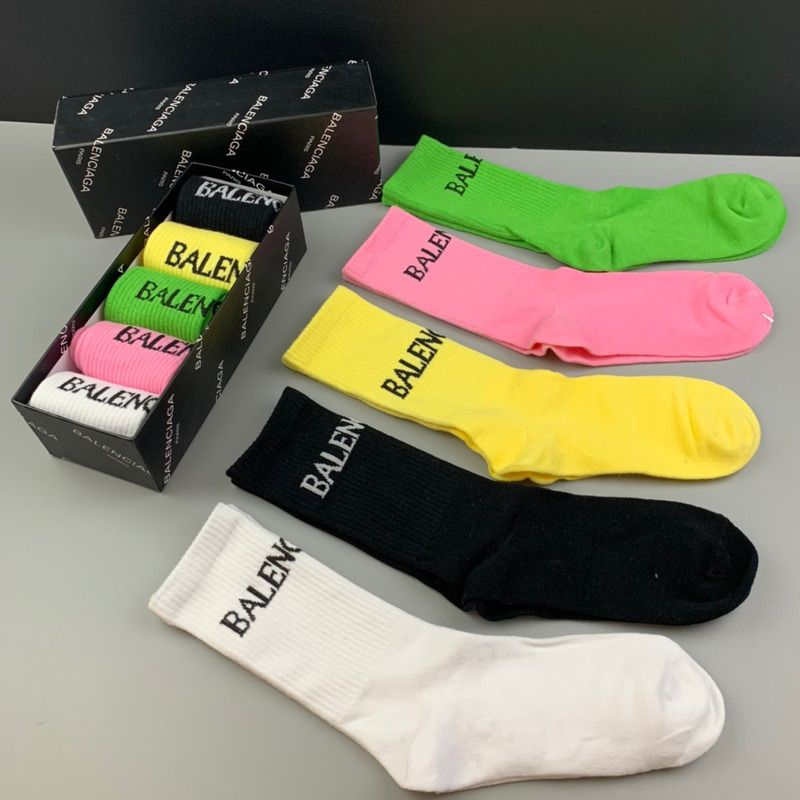 Ba*len*cia*ga logo print socks/box