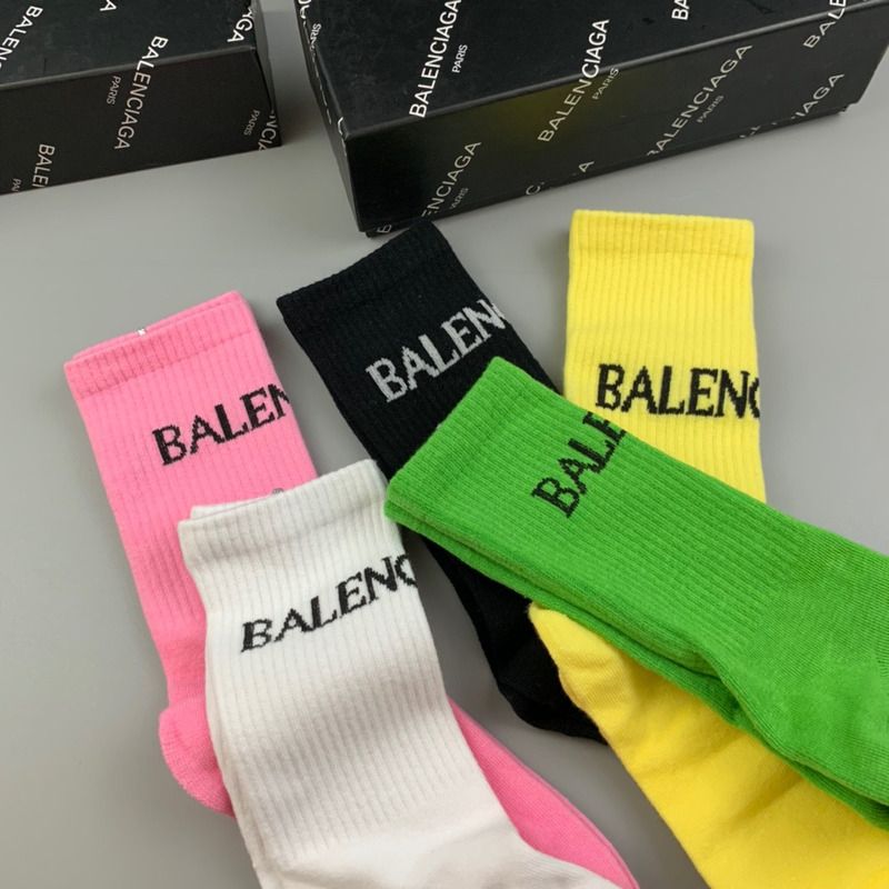 Ba*len*cia*ga logo print socks/box