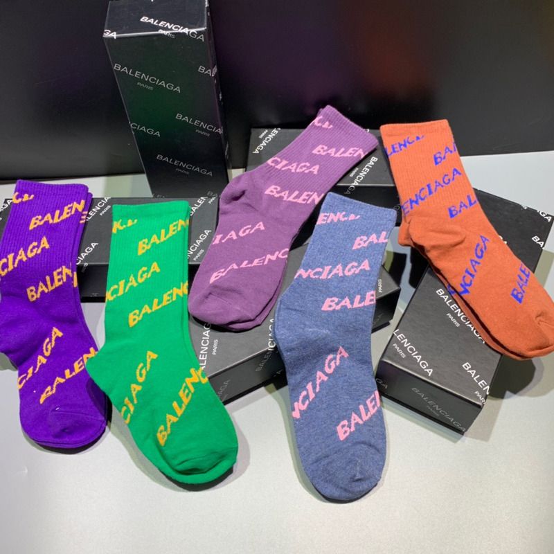 Ba*len*cia*ga logo print socks/box