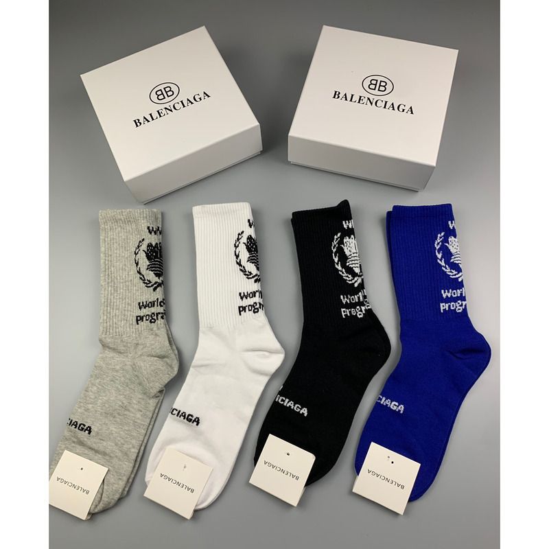 Ba*len*cia*ga logo print socks/box