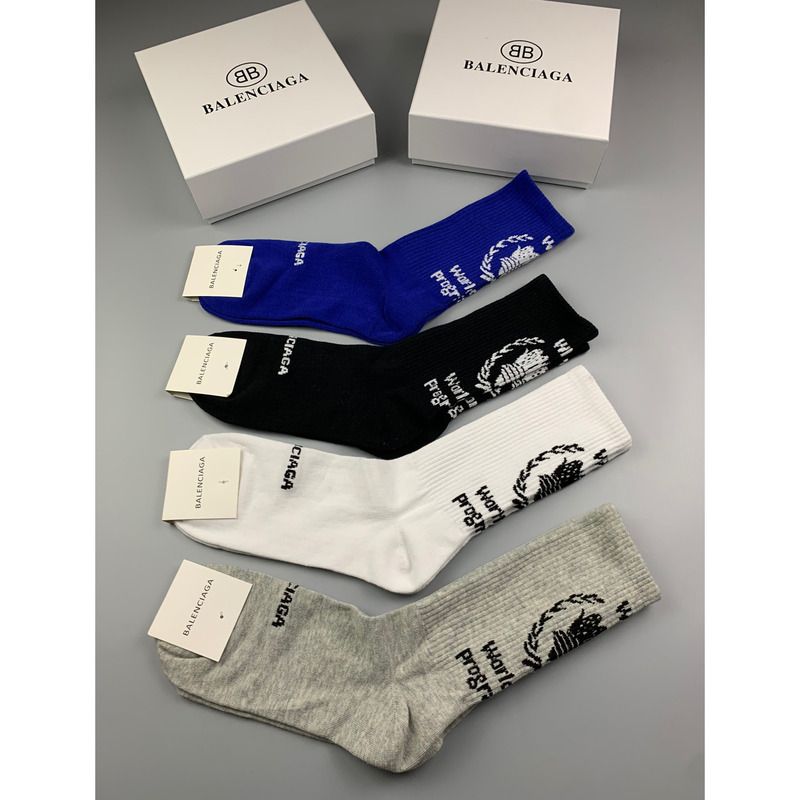 Ba*len*cia*ga logo print socks/box