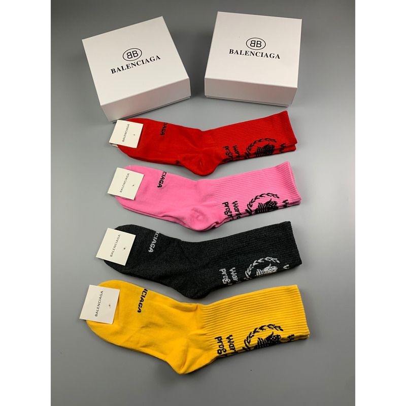 Ba*len*cia*ga logo print socks/box