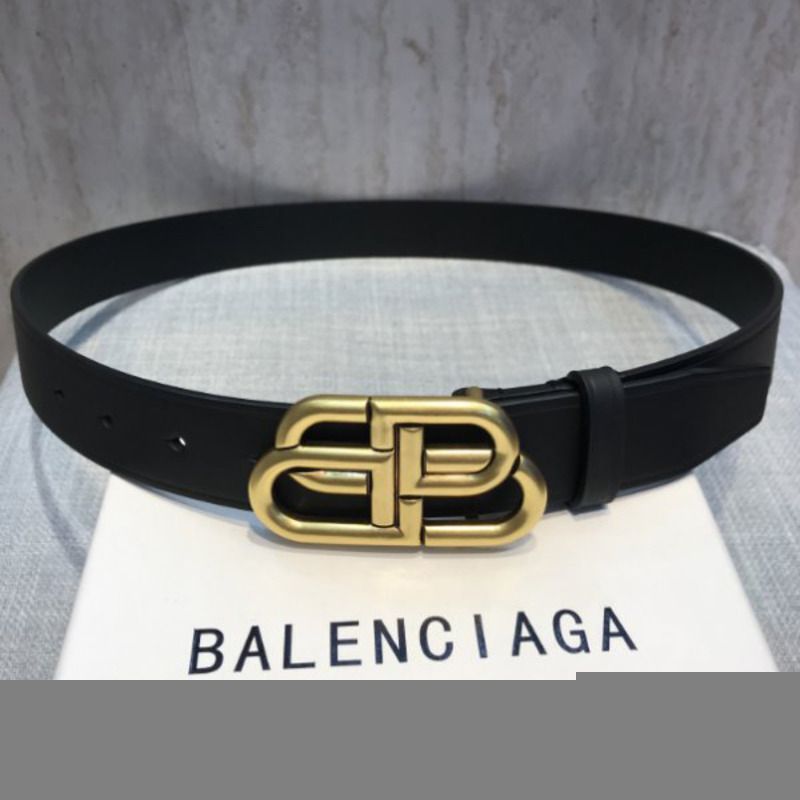 Ba*len*cia*ga black bb belt with golden buckle