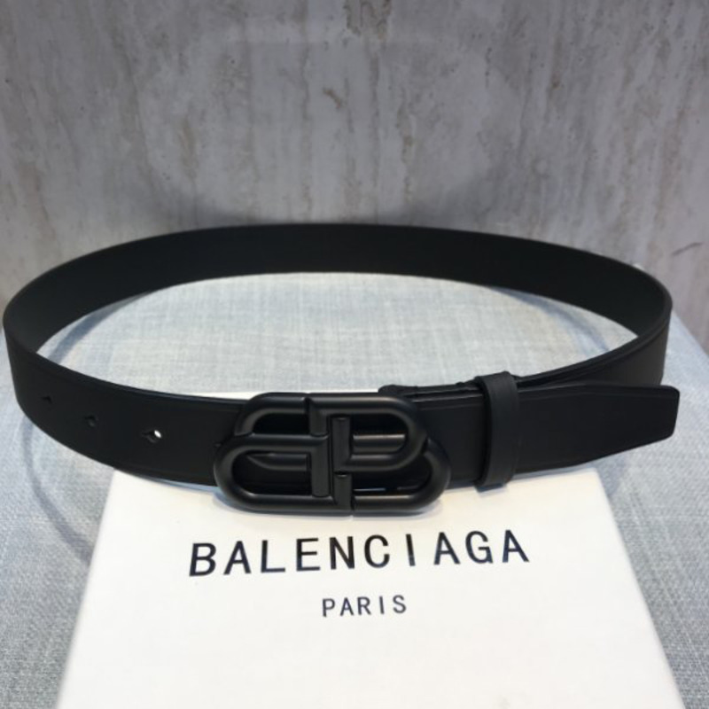 Ba*len*cia*ga black bb belt with black buckle