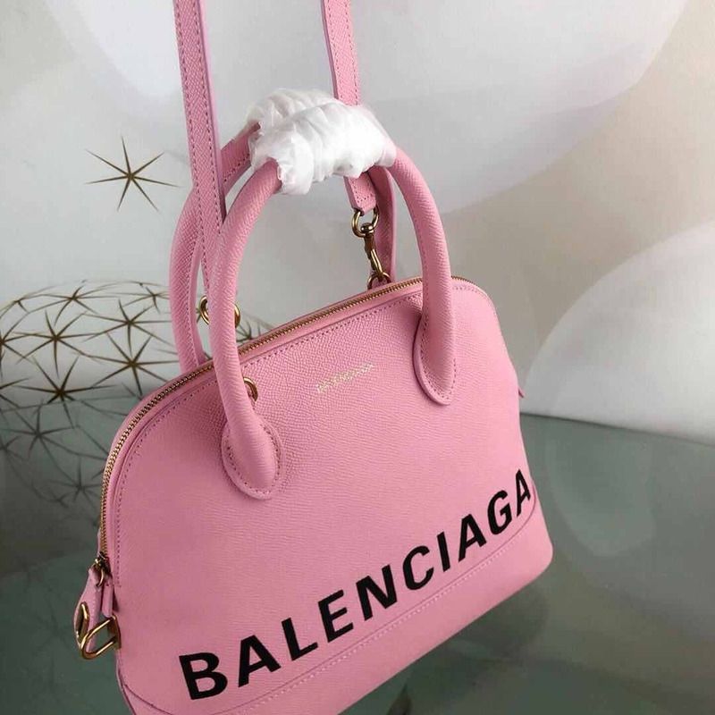 Ba*len*cia*ga logo printed leather pink bag