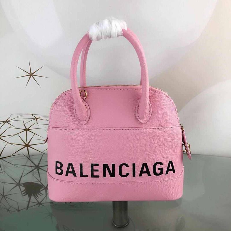 Ba*len*cia*ga logo printed leather pink bag