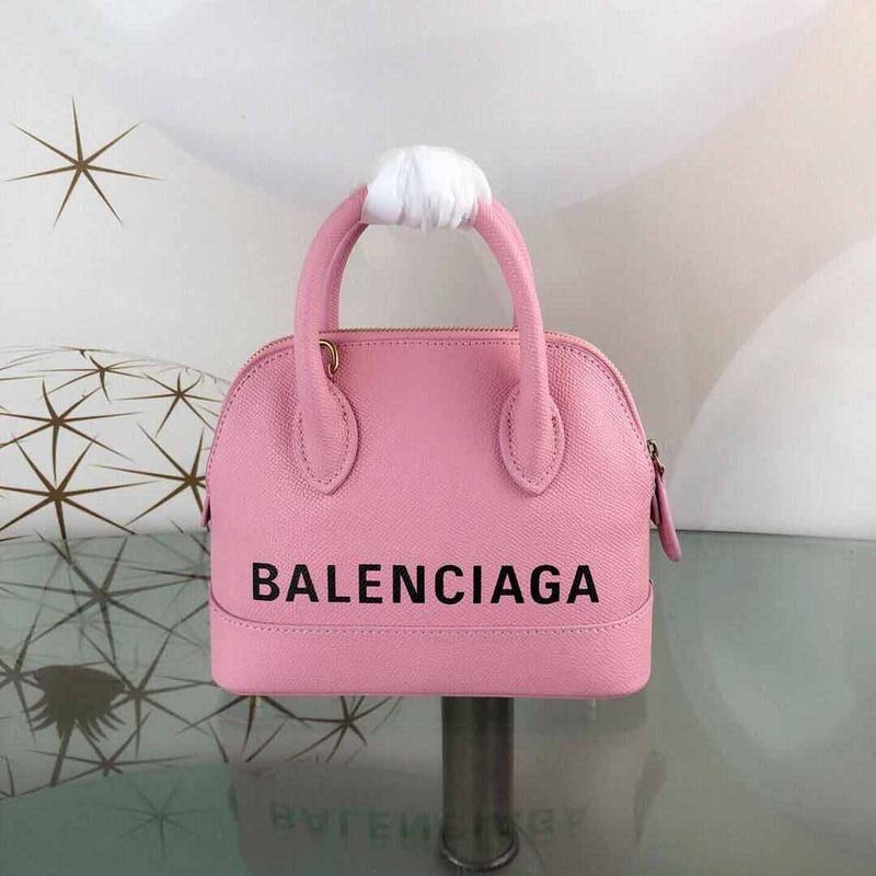 Ba*len*cia*ga logo printed leather pink bag