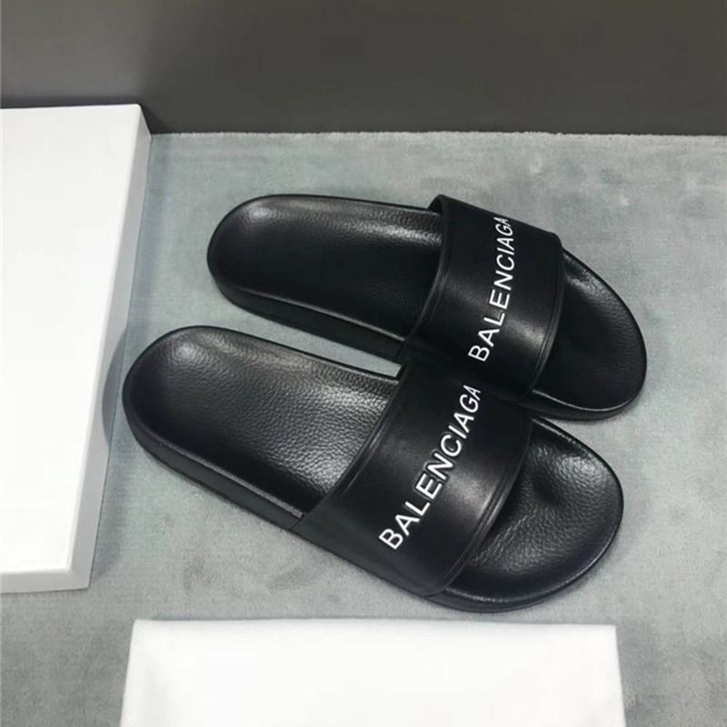 Ba*len*cia*ga logo flat pool slide sandal