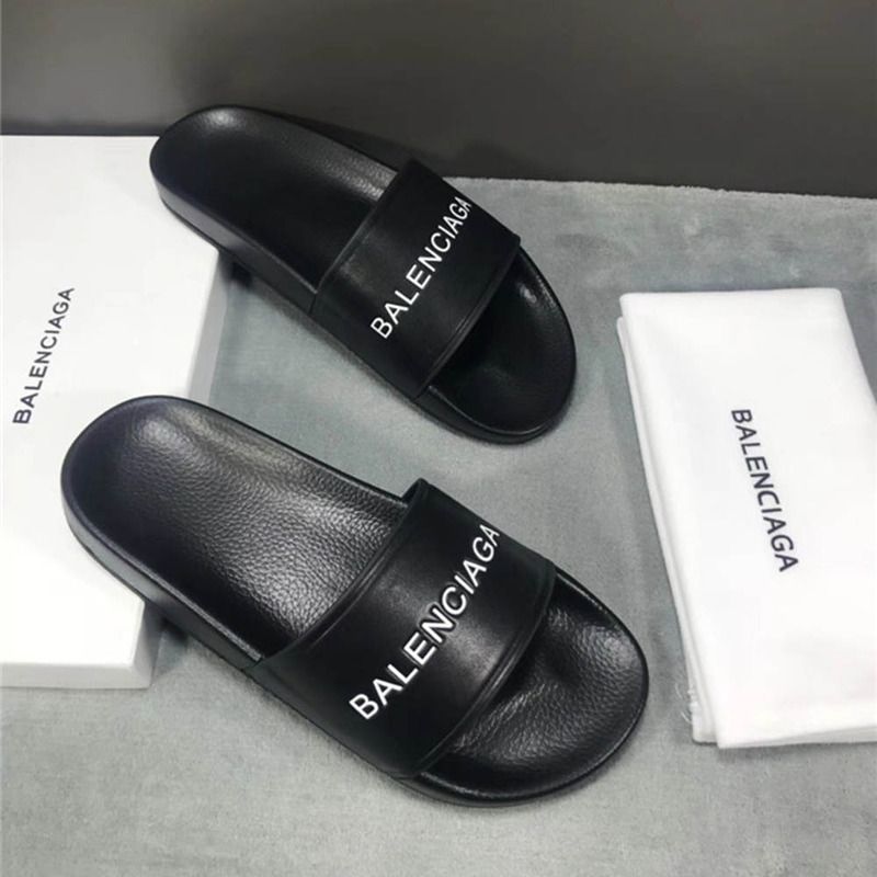 Ba*len*cia*ga logo flat pool slide sandal