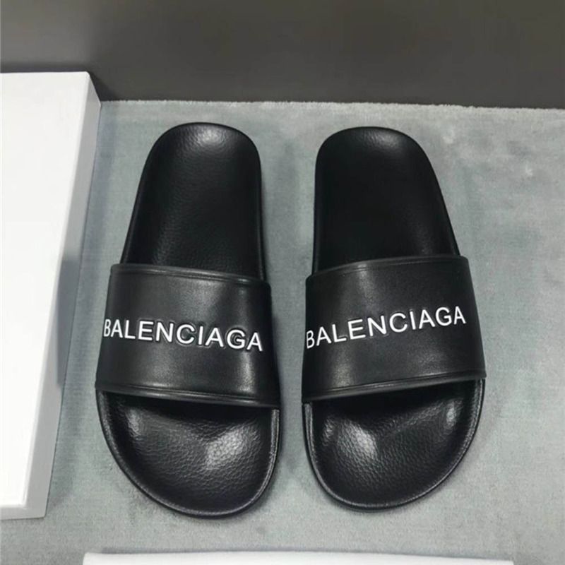 Ba*len*cia*ga logo flat pool slide sandal