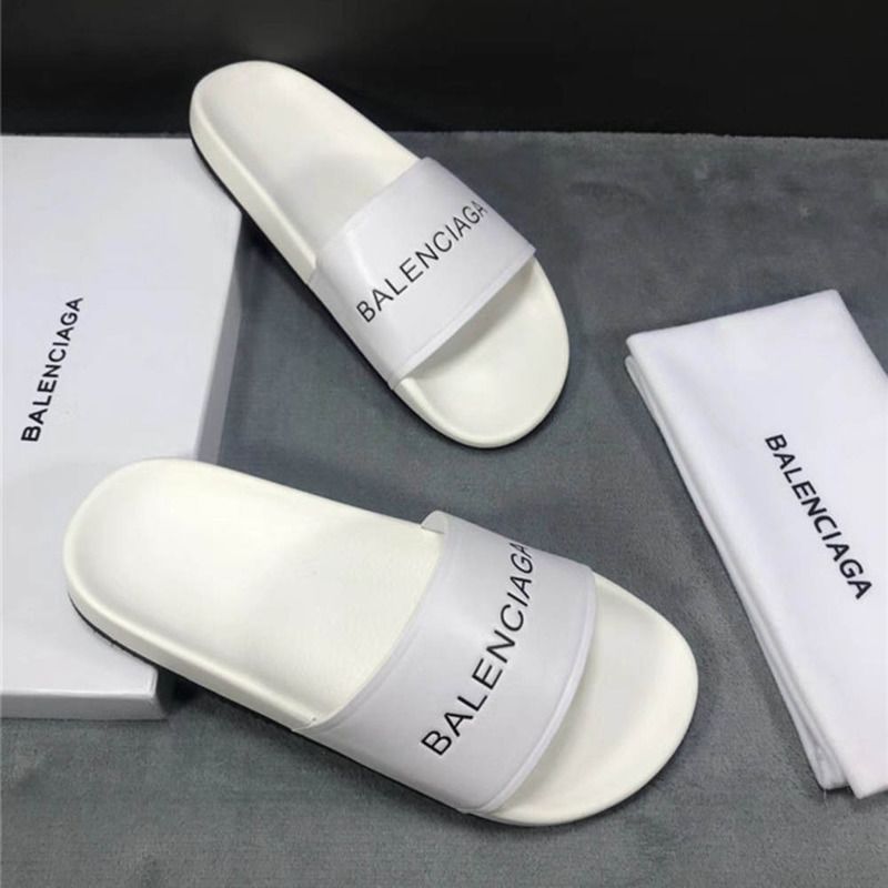 Ba*len*cia*ga logo flat pool slide sandal