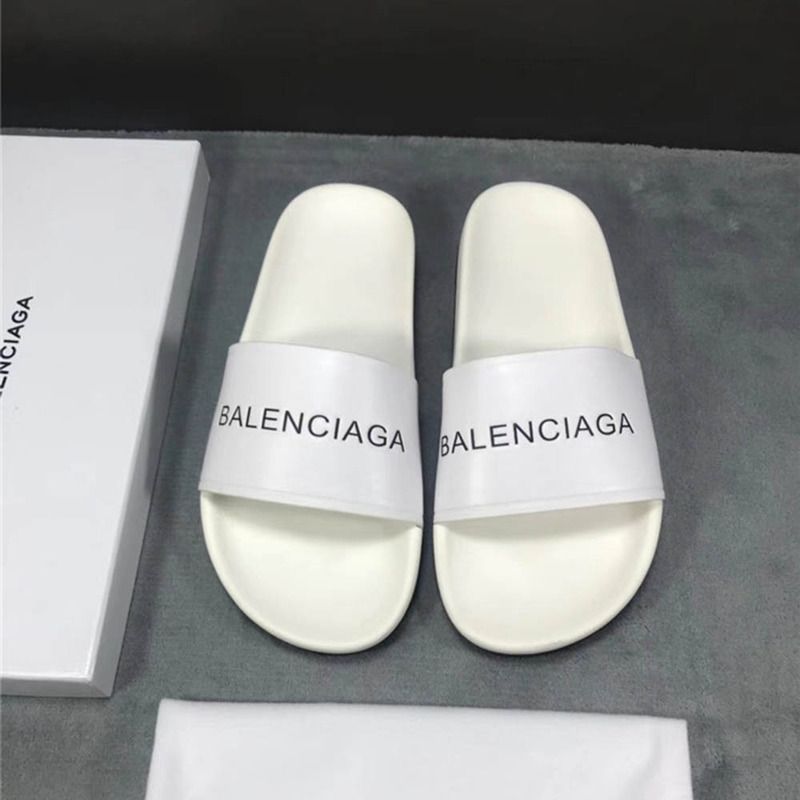 Ba*len*cia*ga logo flat pool slide sandal