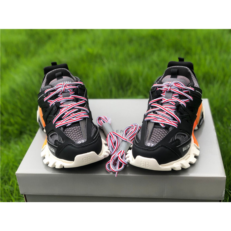 Ba*len*cia*ga 3.0 black white orange sneakers men women