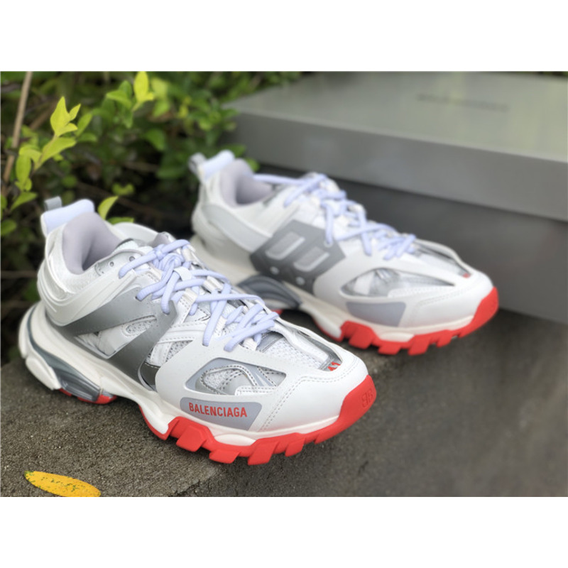 Ba*len*cia*ga 3.0 silver gray red sneakers men women