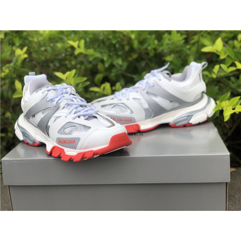 Ba*len*cia*ga 3.0 silver gray red sneakers men women