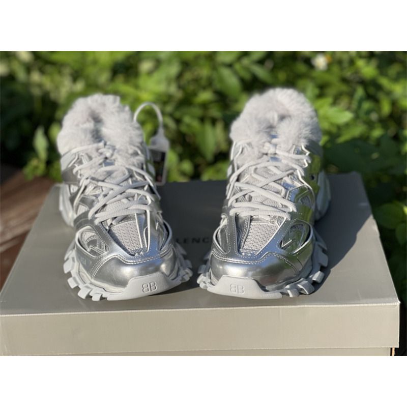 Ba*len*cia*ga 3.0 silver+hair sneakers men women