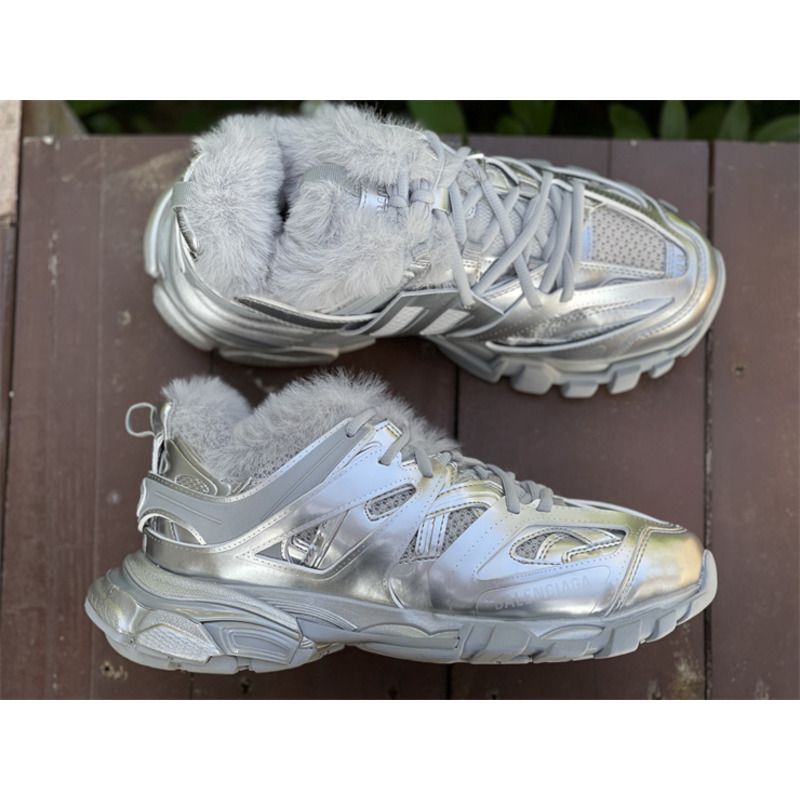 Ba*len*cia*ga 3.0 silver+hair sneakers men women