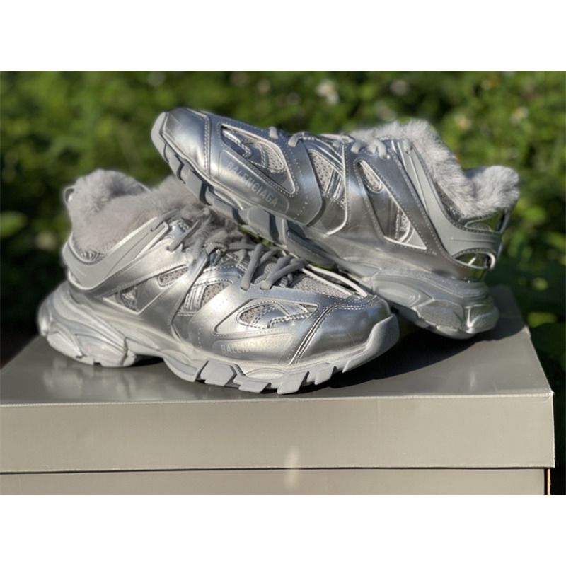 Ba*len*cia*ga 3.0 silver+hair sneakers men women