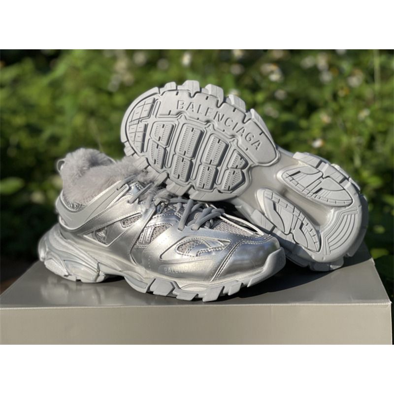 Ba*len*cia*ga 3.0 silver+hair sneakers men women