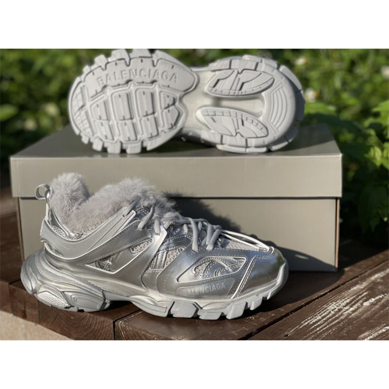 Ba*len*cia*ga 3.0 silver+hair sneakers men women