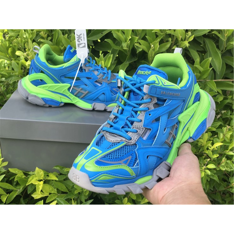 Ba*len*cia*ga 4.0 fluorescent green blue sneakers men wome