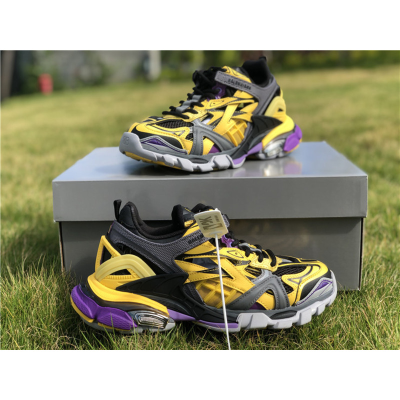 Ba*len*cia*ga 4.0 yellow black purple sneakers men women