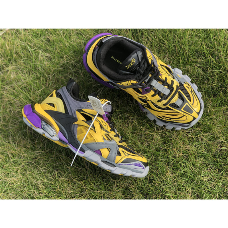 Ba*len*cia*ga 4.0 yellow black purple sneakers men women