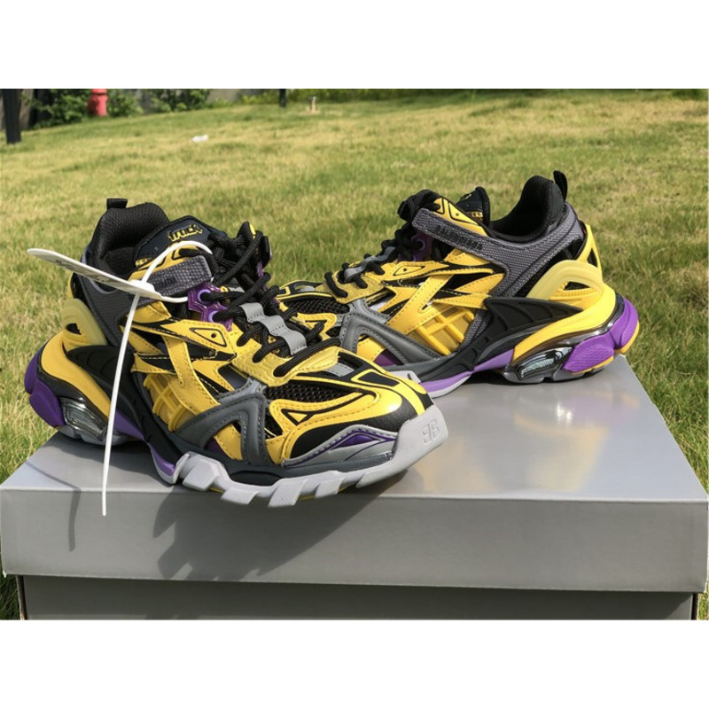 Ba*len*cia*ga 4.0 yellow black purple sneakers men women