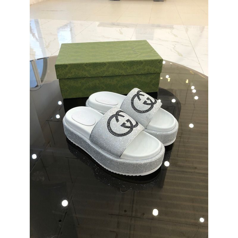 G*u*i double g diamond shinny platform white