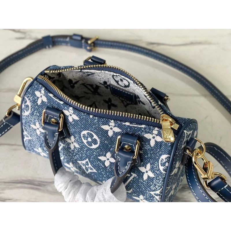 l**is V*t*n lv nano speedy bag monogram denim jacquard m81168 navy blue