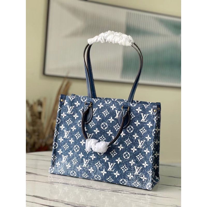 l**is V*t*n lv onthego pm monogram denim jacquard m59606 navy blue