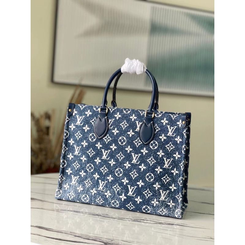 l**is V*t*n lv onthego pm monogram denim jacquard m59606 navy blue