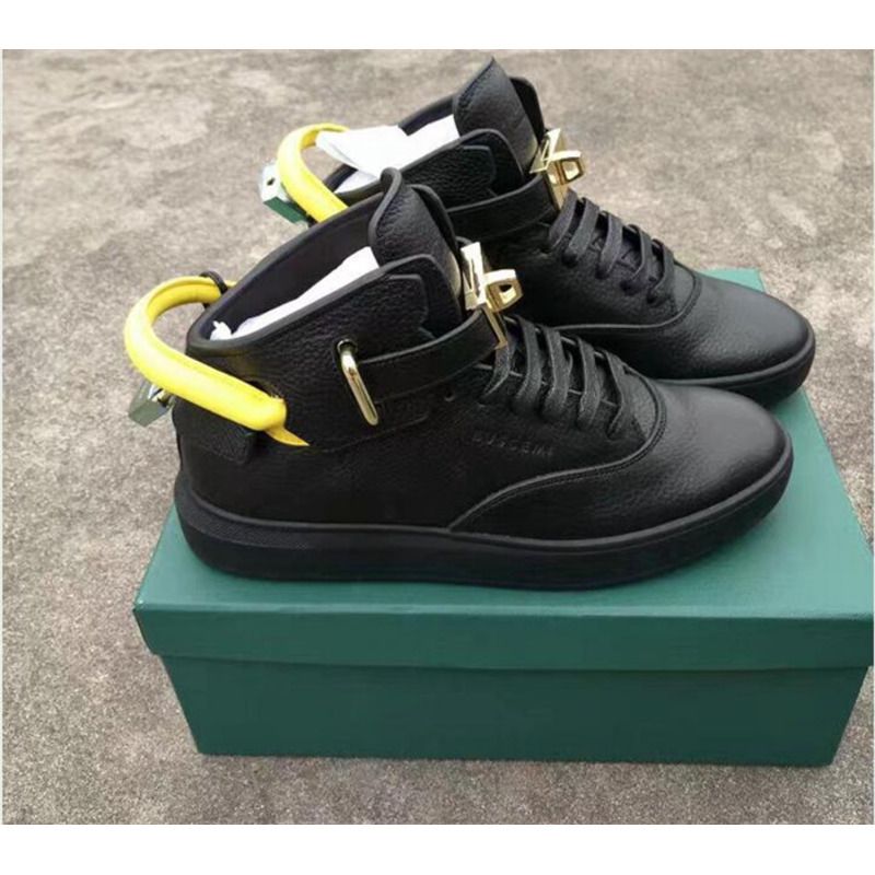 Buscemi High-top Top Pebbled Black Leather Sneaker