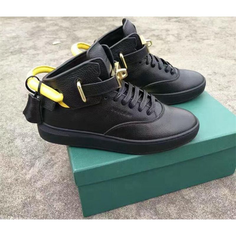 Buscemi High-top Top Pebbled Black Leather Sneaker