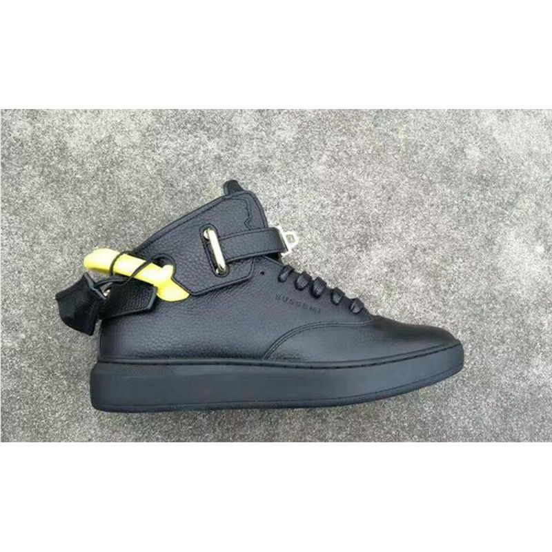 Buscemi High-top Top Pebbled Black Leather Sneaker